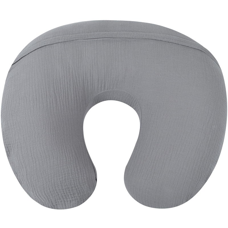 Onacosht Muslin Nursing Pillow Cover Soft 100% Cotton Feeding Pillow Slipcover Fits Standard Infant Nursing Pillow for Baby Boy and Girl, Grey - Image 3